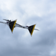 The shotgun drone with a target balloon in its sights.